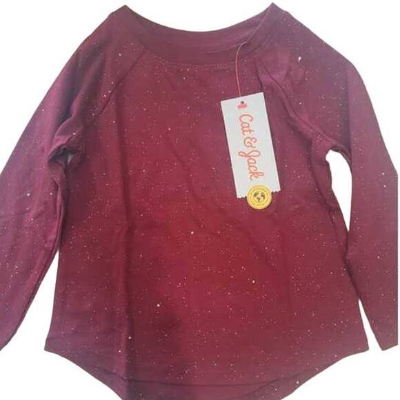 Toddler 18M Girls' Sparkle Long Sleeve T-Shirt, Burgundy Red - Cat & Jack - Picture 1 of 4